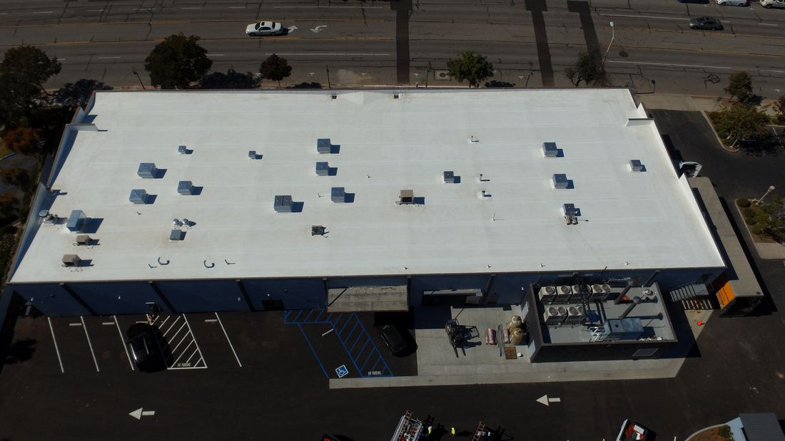 Completed TPO roof at Tarantula Hill Brewing Company, Thousand Oaks