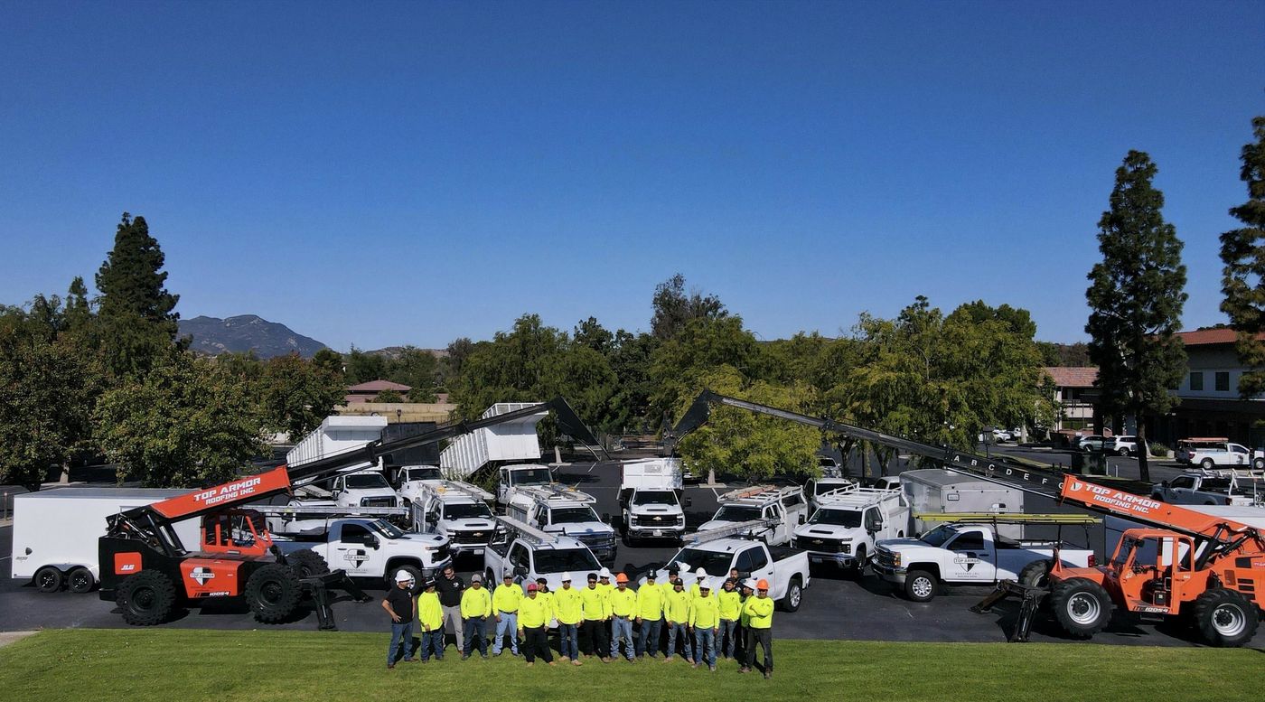 The full Top Armor fleet and thirty-plus crew staged in Westlake Village